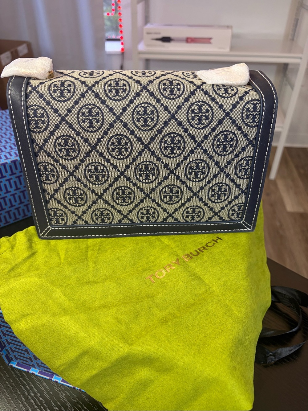 Tory Burch Navy Logo Jacquard Crossbody Bag - Picture 2 of 4